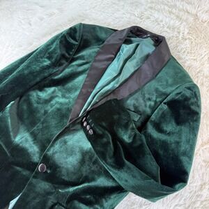Imani Uomo Emerald Green Velvet Shawl Collar Tuxedo Blazer Mens 34S Super 150s